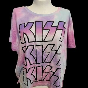 KISS tie dye crop tshirt XXL